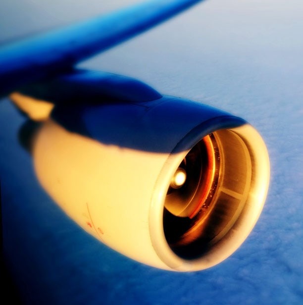 Jet engine in the early morning light
