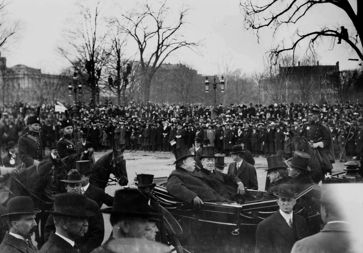 1913. Pres. Taft and Wilson on the way to Inauguration (LOC)