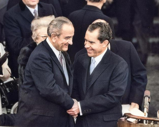 1969, Nixon Inauguration with outgoing Pres. LBJ (LOC)