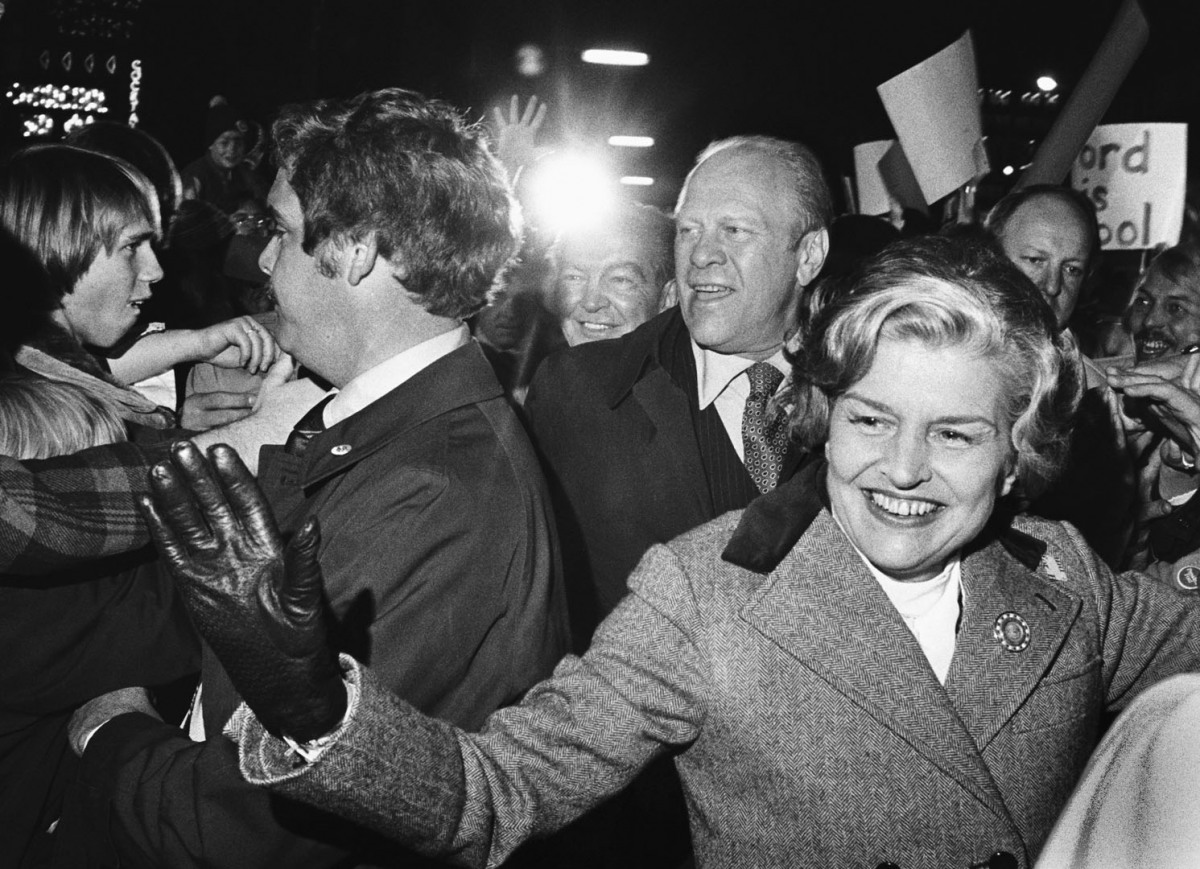 1976. Pres. and Mrs. Ford after voting on election day (DHK Photo)
