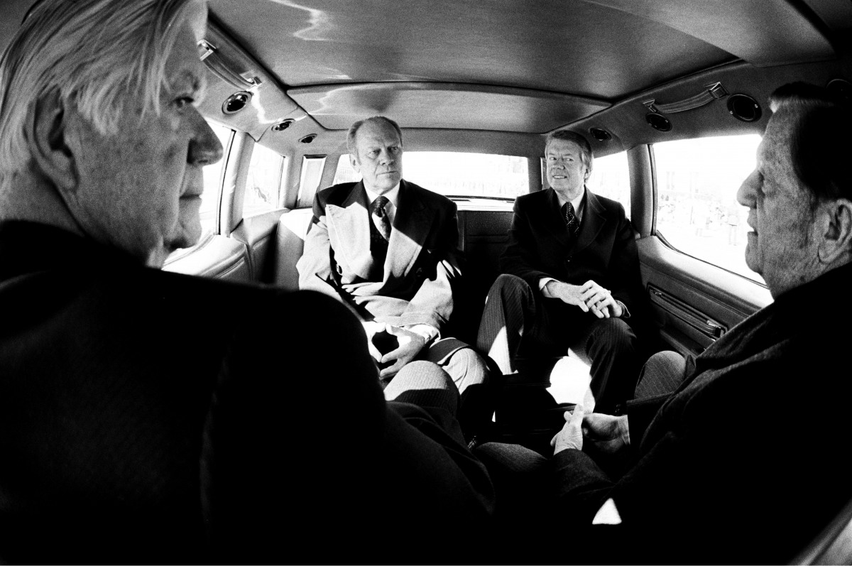 1977. Pres Ford and Pres-elect Carter in limo on the way to the US Capitol (DHK Photo)
