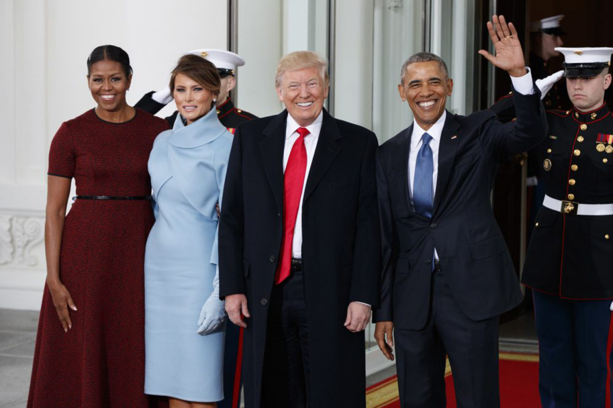 2017. Pres and Mrs Obama greet Pres elect and Mrs Trump at White House before inauguration (LOC)