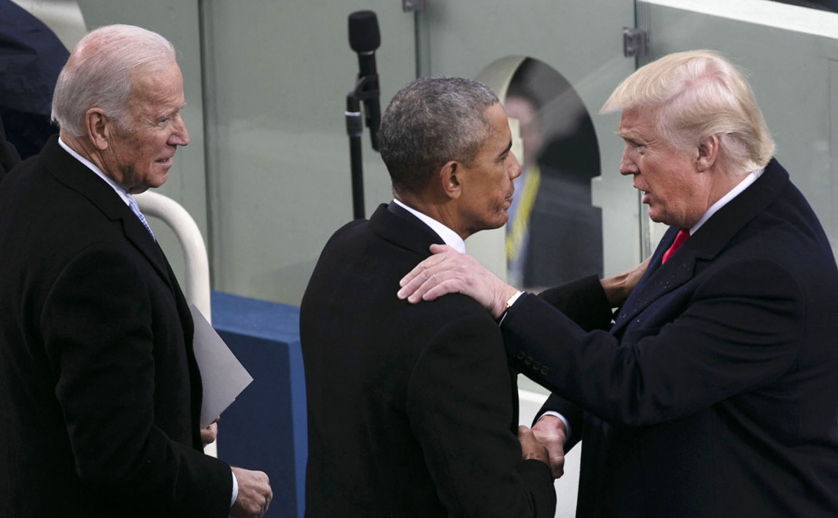 2017. Pres Trump after swearing In with former Pres Obama and former VP Biden (DHK Photo)