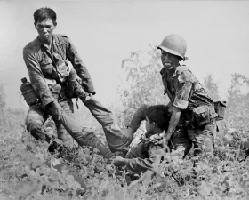Wounded S. Vietnamese Soldier Rescued