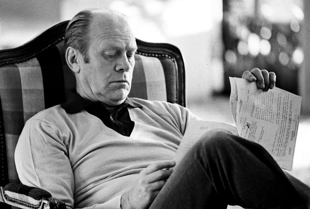 President Ford Reads Weyand Report