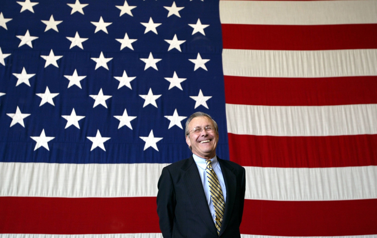 Rumsfeld and flag 833