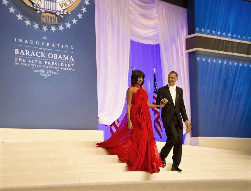 President and Mrs. Barack Obama at an Inaugural Ball celebrating his 2nd reelection as president at the Washington Convention Center, Washington, D.C. January 21, 2013.