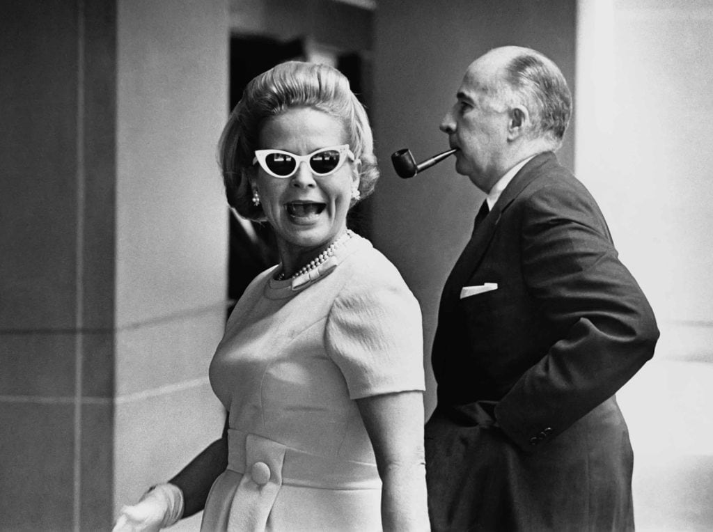 WASHINGTON -- 1970: Attorney General John Mitchell and wife Martha Mitchell enter the Department of Justice, Washinton, D.C., 1970. (photo by David Hume Kennerly/GettyImages)