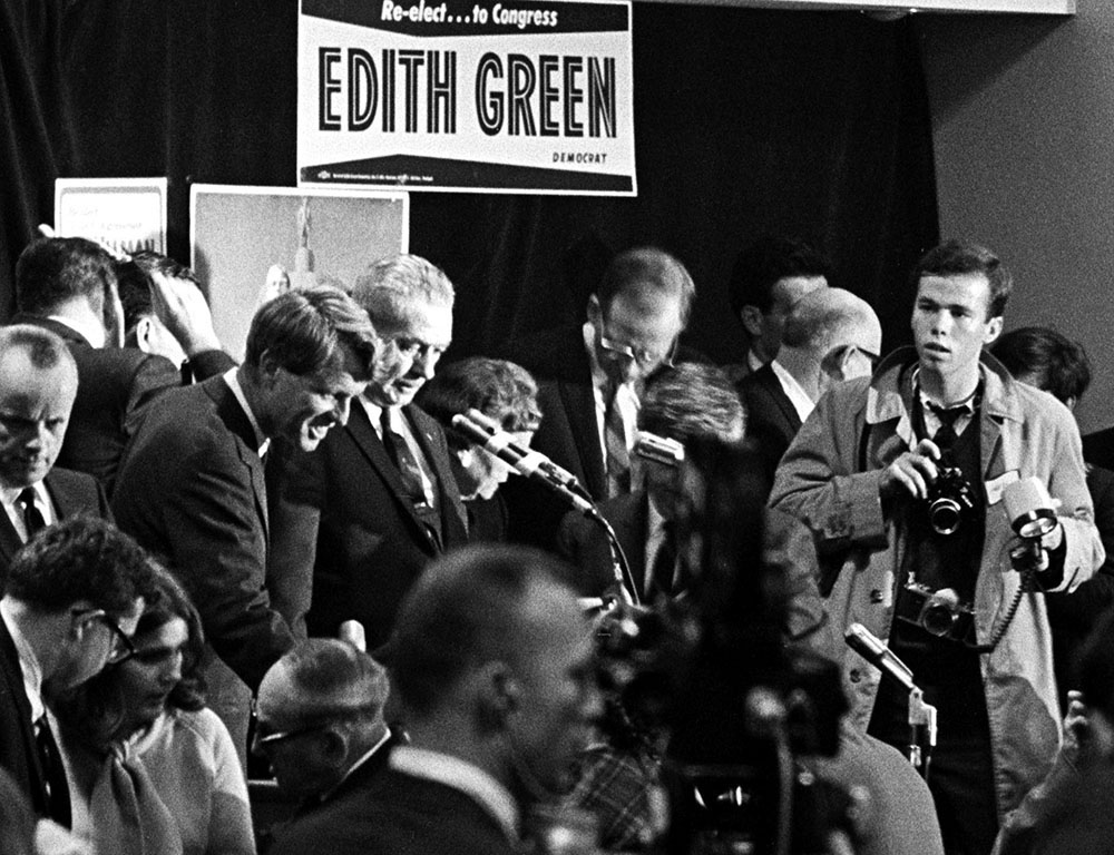 David Kennerly at Kennedy rally, Portland, 1966
