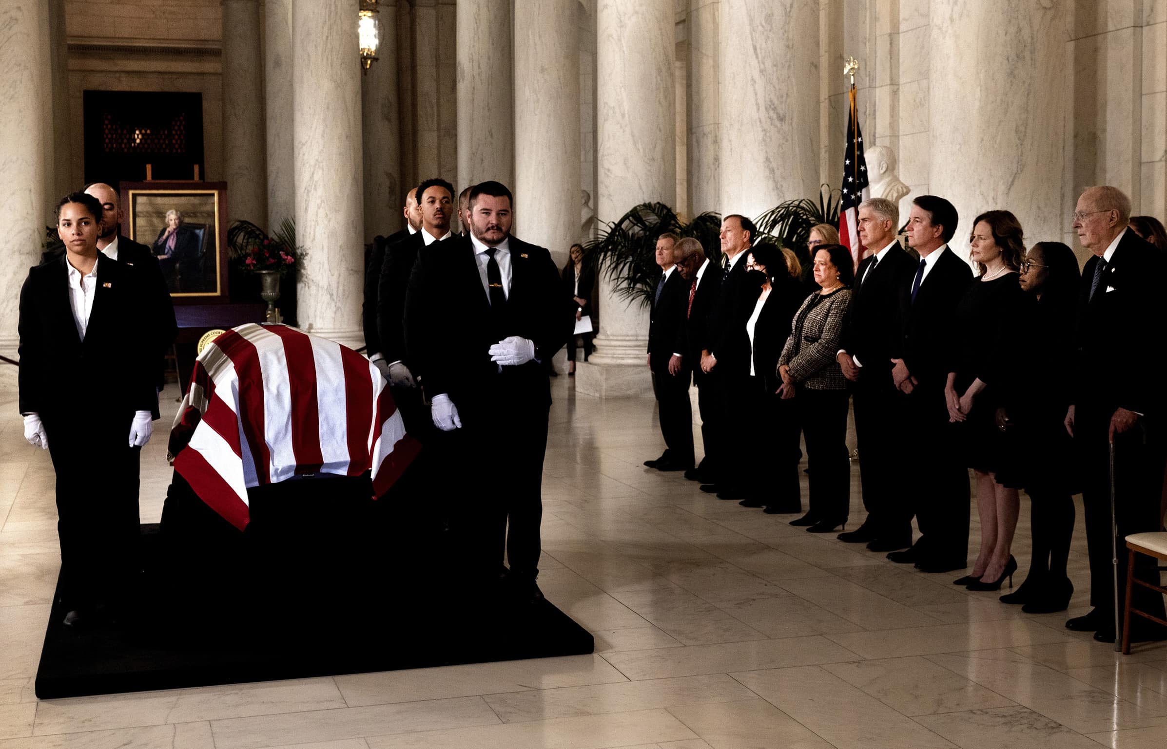 The casket of Justice O’Connor in the Great Hall at the Supreme Court 