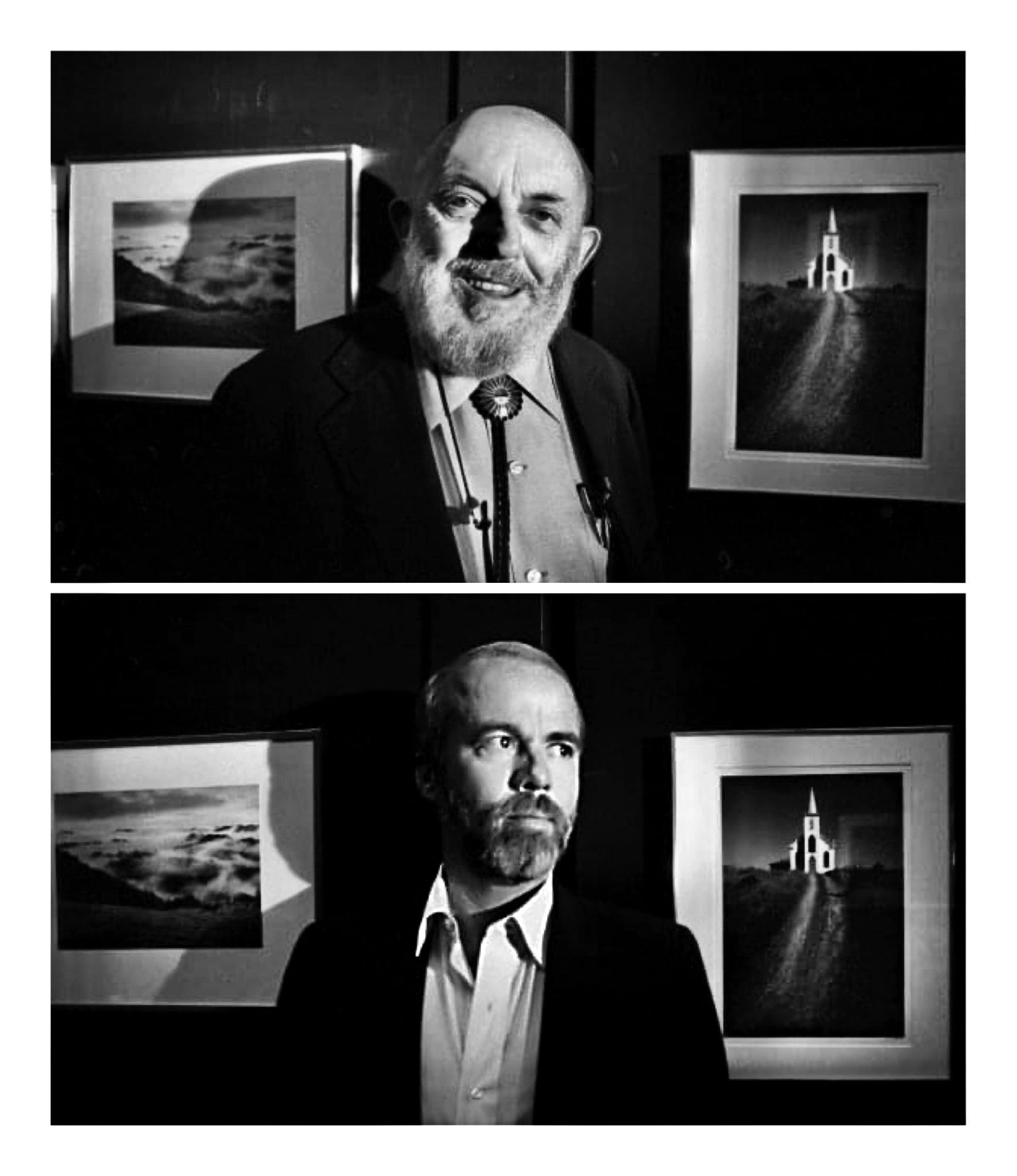 Adams by Kennerly, Kennerly by Adams at Ansel’s Carmel home in 1981. The background features two of AA’s photos.