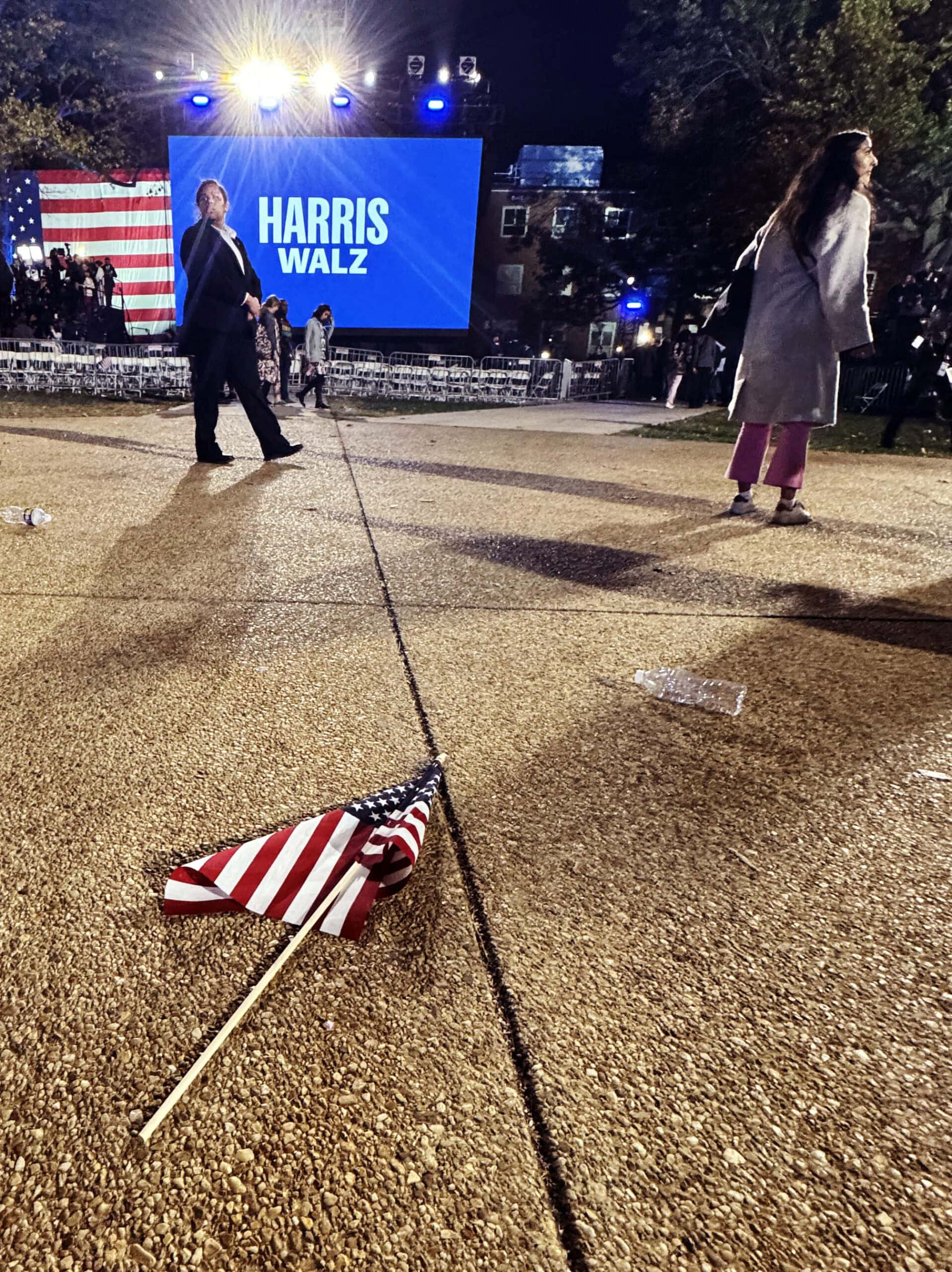 A flag on the ground after the crowd left