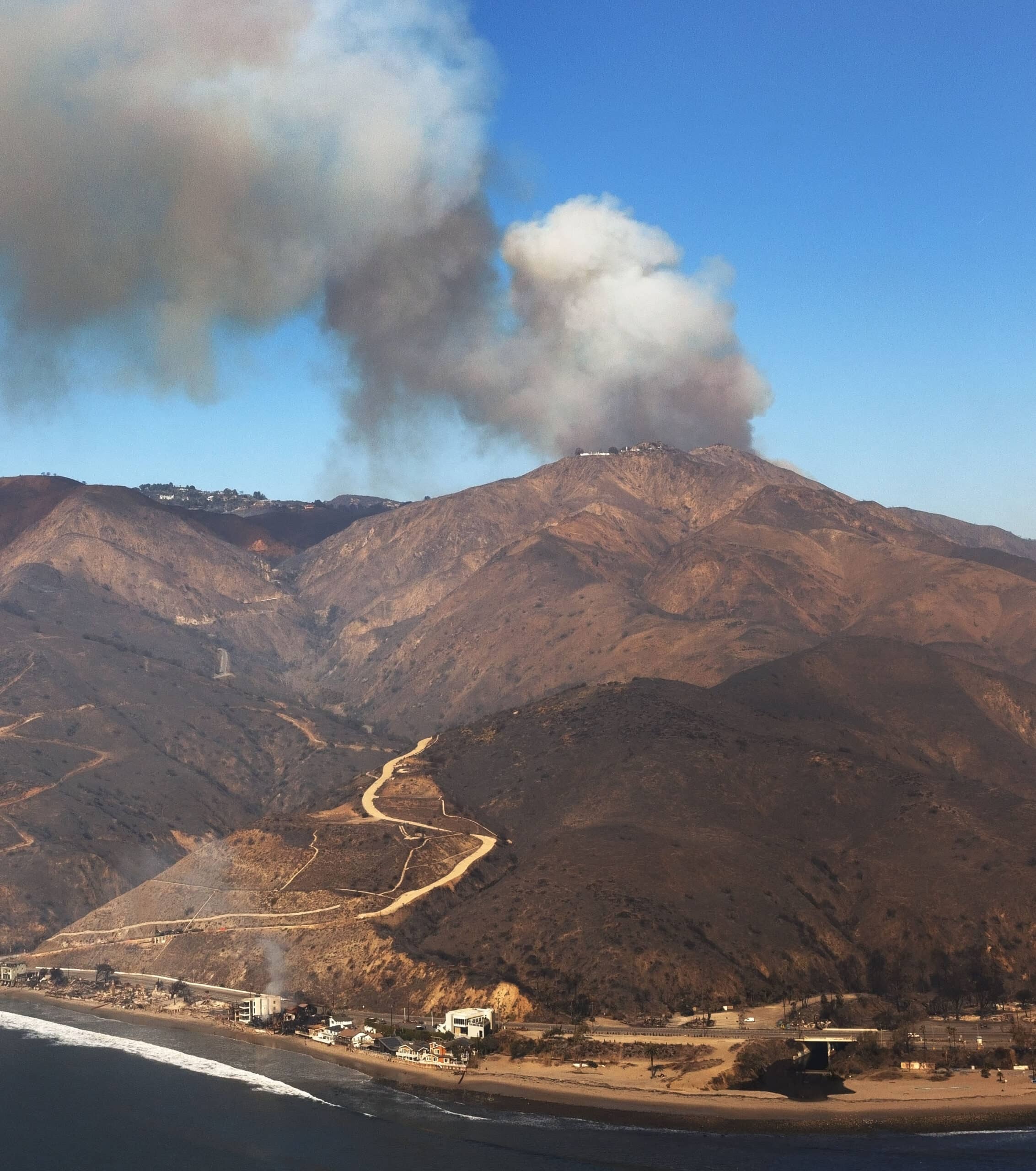 The Palisades Fire still burning on Jan. 10