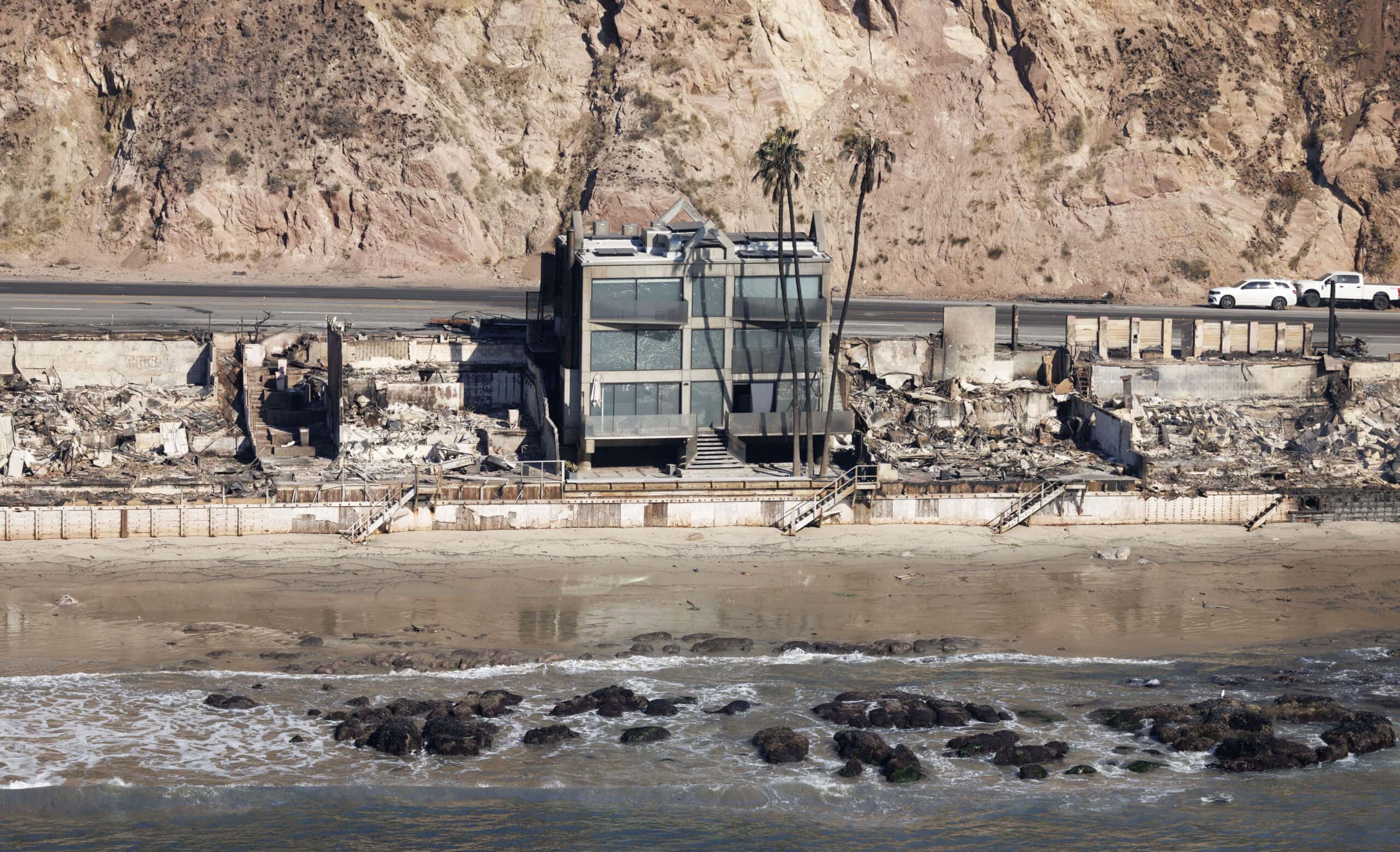 Structures spared by the flames in the middle of ruin