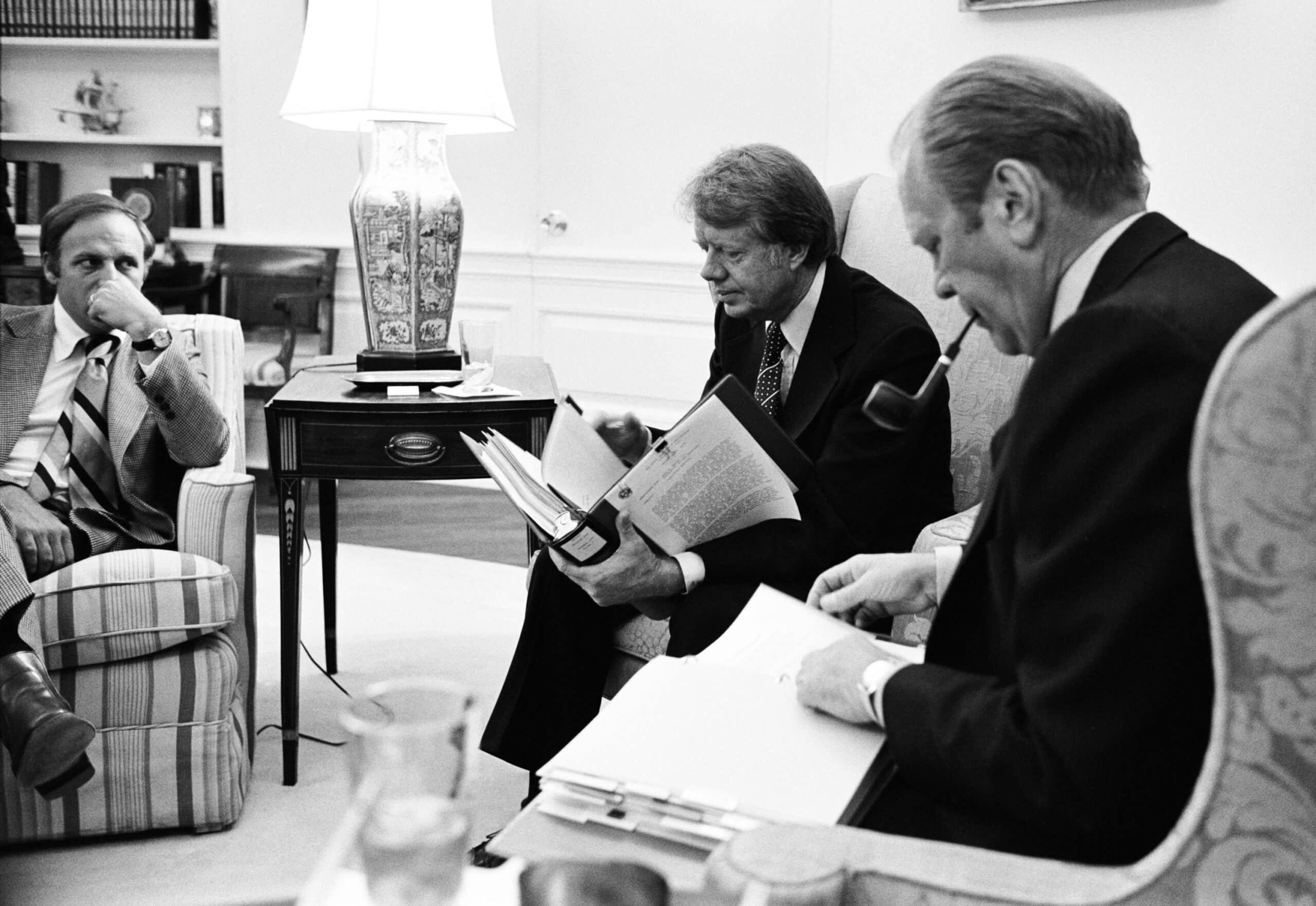 Ford Chief of Staff Dick Cheney gives Carter the side-eye during their meeting