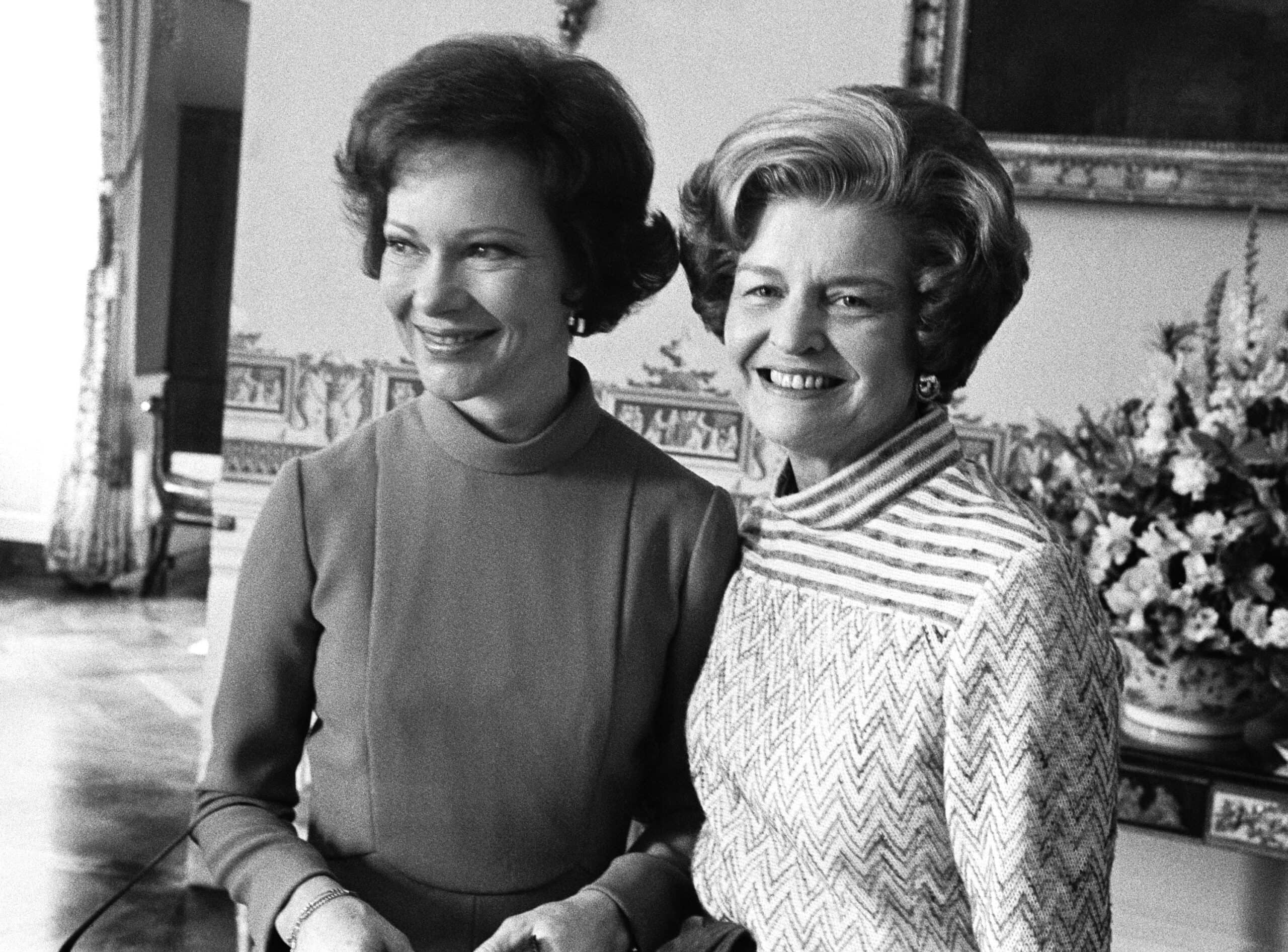 First Lady Betty Ford and the next First Lady Rosalynn Carter, Jan. 20, 1977